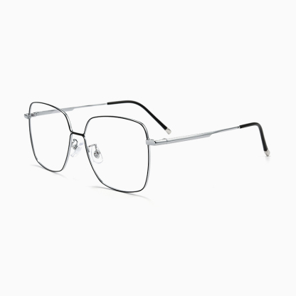 Eterlens｜ビジネス用ビッグフレームセミチタンメガネ｜度付き対応｜独特なデザイン感