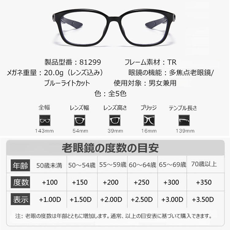 Eterlens GRAVITY 砂塵・花粉対策 多焦点遠近両用スマート調光ビッグフレーム老眼鏡 - 商品画像 10/17 (Square Progressive)