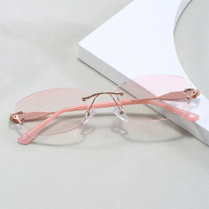 Eterlens｜バタフライモチーフ付きリムレス老眼鏡｜ブルーライトカット｜落ち着きのある大人スタイル