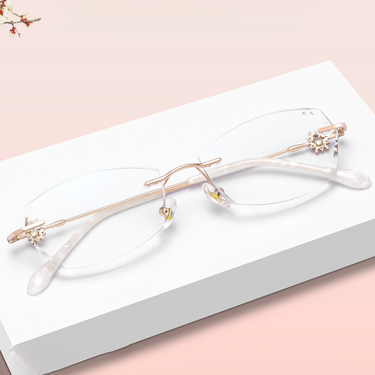 8g 超軽量合金リムレスラインストーン付き老眼鏡｜ブルーライトカット｜エレガントで控えめ | Rimless BlueGuard - 商品画像 2/5