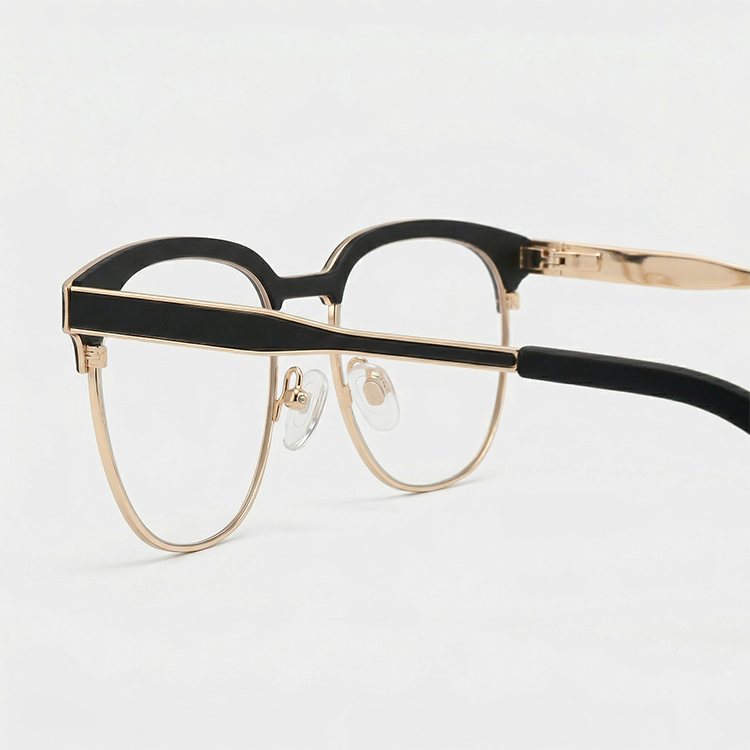 【知的でシャープな印象・小顔効果】Eterlens  スクエアフレーム メガネ｜高品質メタルフレーム｜度付き対応・ブルーライトカット・ユニセックス - 商品画像 8/10 (Round RxReady)