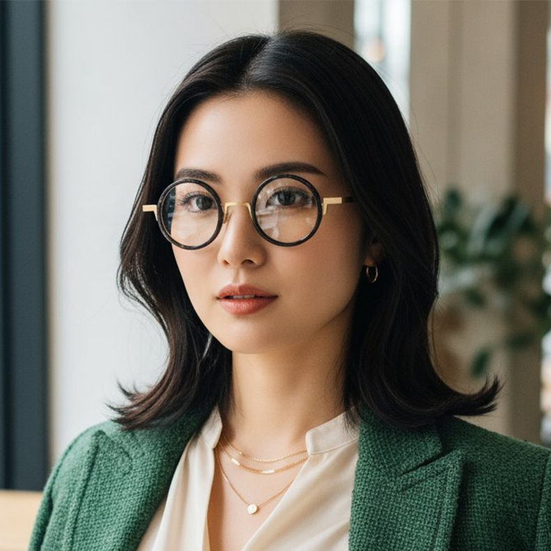 Eterlens｜おしゃれでヒップホップ風チタンアセテート製メガネ｜ユニークでトレンド感漂う｜オーダーメイド