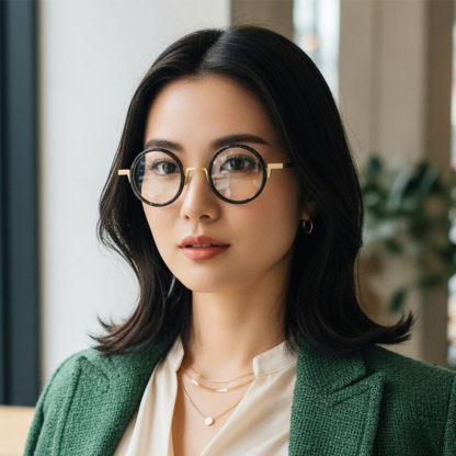 Eterlens｜おしゃれでヒップホップ風チタンアセテート製メガネ｜ユニークでトレンド感漂う｜オーダーメイド