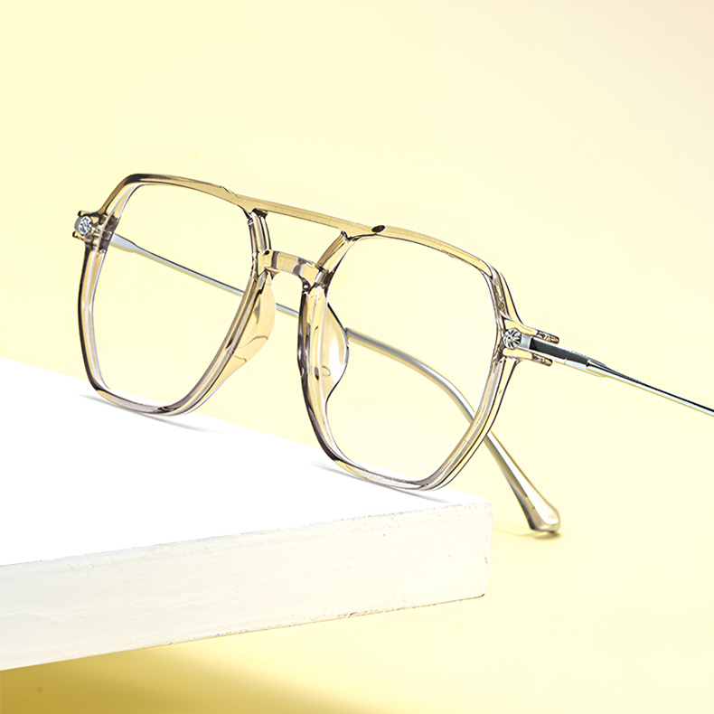 Eterlens｜11.9gユニセックスダブルブリッジアビエーター型メガネ｜度付き対応｜高級感漂う