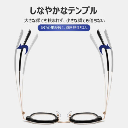 Eterlens レトロ風ラウンドフレームブルーライトカットメガネ-Eterlens