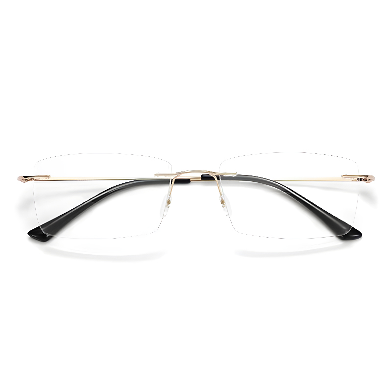 チタン製フレームレスブルーライトカット老眼鏡