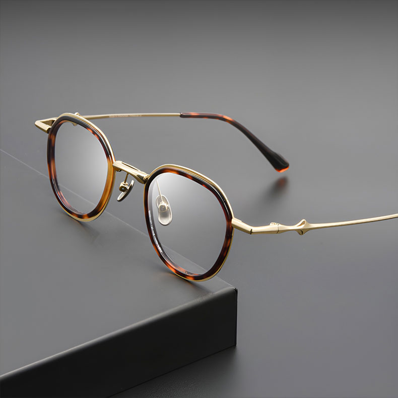 Eterlens | 12.5g  チタン+アセテート縁取り二重構造レトロ風メガネ | 贅沢な工芸 | オーダーメイド