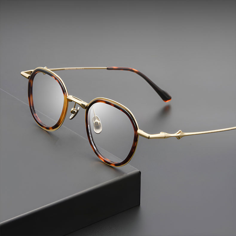 Eterlens | 12.5g  チタン+アセテート縁取り二重構造レトロ風メガネ | 贅沢な工芸 | オーダーメイド