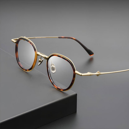 Eterlens | 12.5g  チタン+アセテート縁取り二重構造レトロ風メガネ | 贅沢な工芸 | オーダーメイド