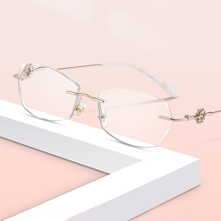 8g 超軽量合金リムレスラインストーン付き老眼鏡｜ブルーライトカット｜エレガントで控えめ | Rimless BlueGuard - 商品画像 3/5