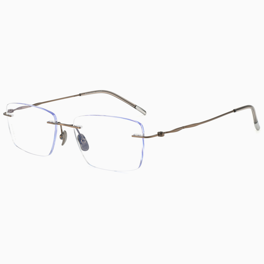 【締めつけにくく快適】Eterlens 純チタンリムレスメガネ｜約6.2g超軽量｜メンズ