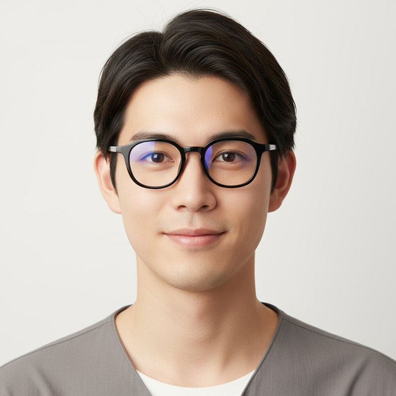 Eterlens|ボストン型小さめフレーム芯張りメガネ|レトロ感漂う