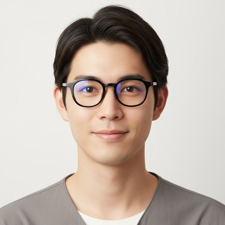 Eterlens|ボストン型小さめフレーム芯張りメガネ|レトロ感漂う