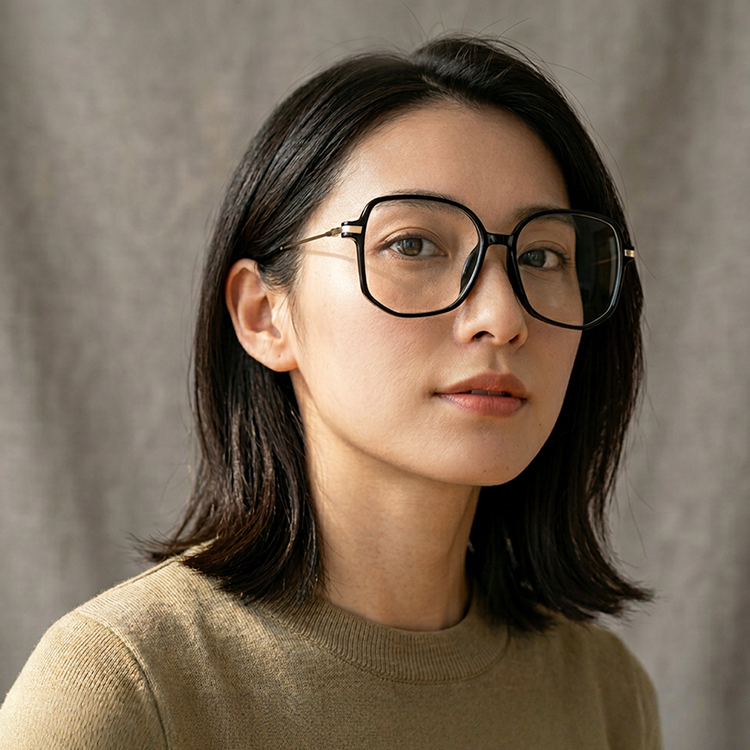 Eterlens│ユニークな六角形のビッグフレームメガネ