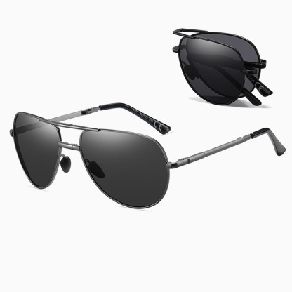 Eterlens | メタルアビエーター型 | 折りたたみ 夜間用偏光レンズ | メンズドライブメガネ-Eterlens