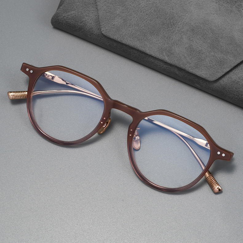 【小顔効果・ミニマルデザイン】Eterlens 度付きメガネ クラウンパント | 13.4g超軽量アセテート×チタン | 洗練されたヴィンテージ調・男女兼用 - 商品画像 6/15 (Round RxReady)