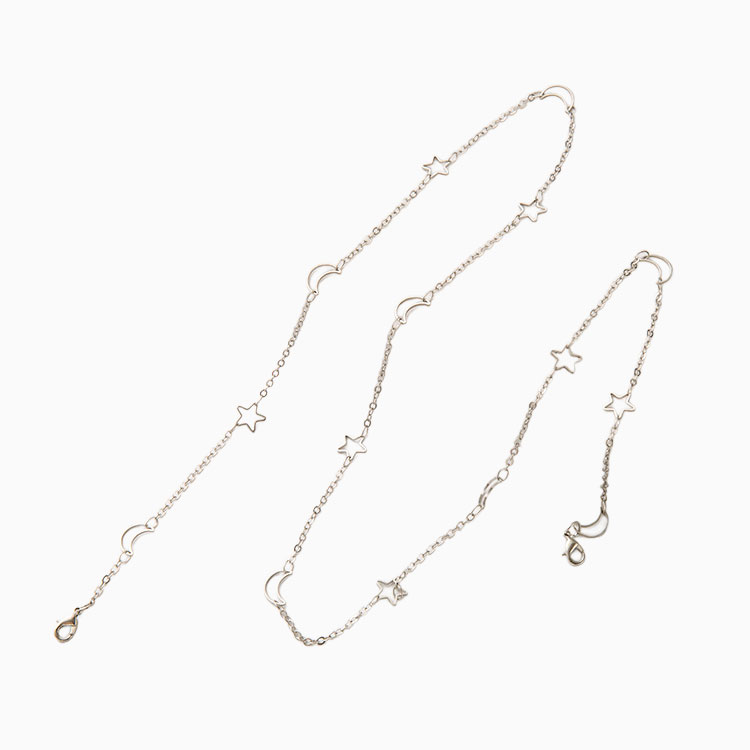 Eterlens | 色落ちしない 星と月の透かし彫りメガネチェーン