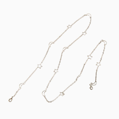 Eterlens | 色落ちしない 星と月の透かし彫りメガネチェーン