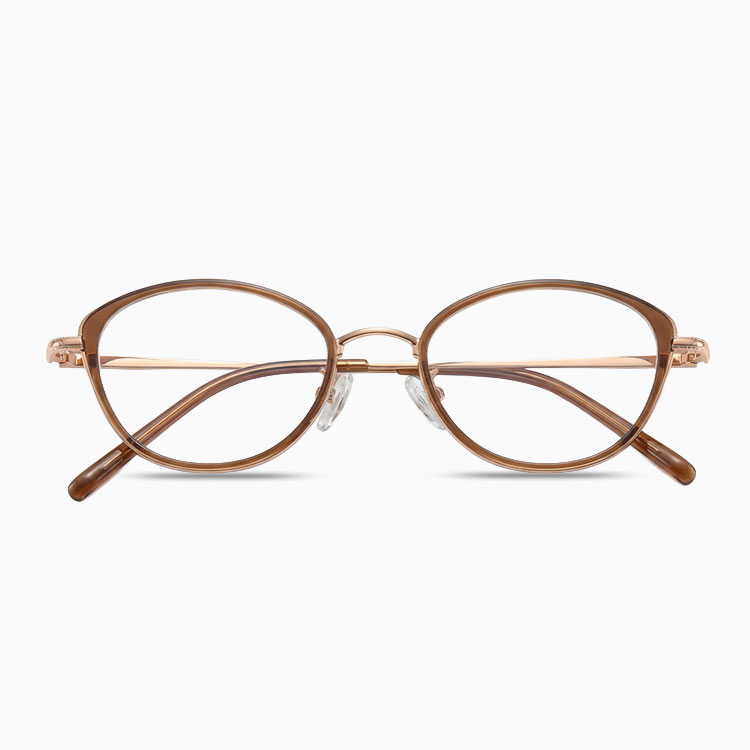 Eterlens｜純チタン＋TR超軽量キャットアイメガネ｜度付き対応｜さりげない小さめカーブ｜すっぴんでも肌映え