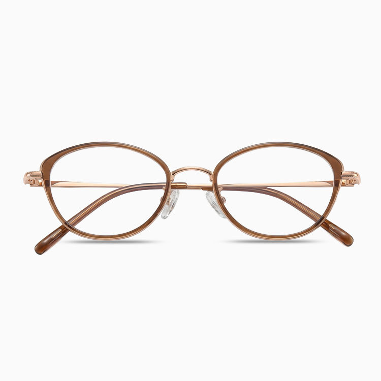 Eterlens｜純チタン＋TR超軽量キャットアイメガネ｜度付き対応｜さりげない小さめカーブ｜すっぴんでも肌映え