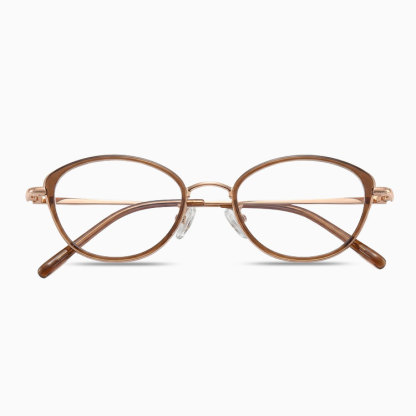 Eterlens｜純チタン＋TR超軽量キャットアイメガネ｜度付き対応｜さりげない小さめカーブ｜すっぴんでも肌映え