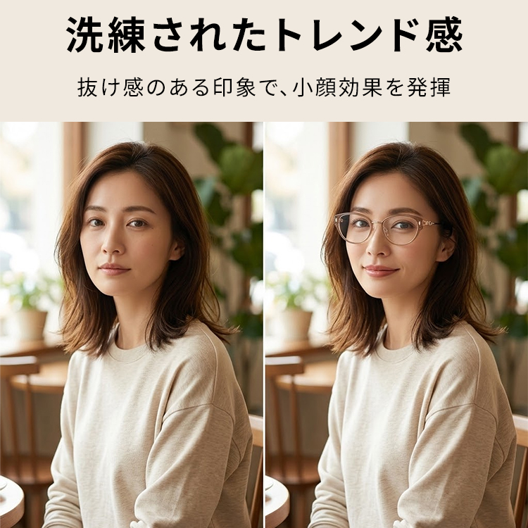 【小顔効果・高級感溢れる】Eterlens  キャットアイメガネ | 14.4g超軽量TR+合金フレーム | 度付き対応・ブルーライトカット・レディース - 商品画像 3/12 (CatEye RxReady)