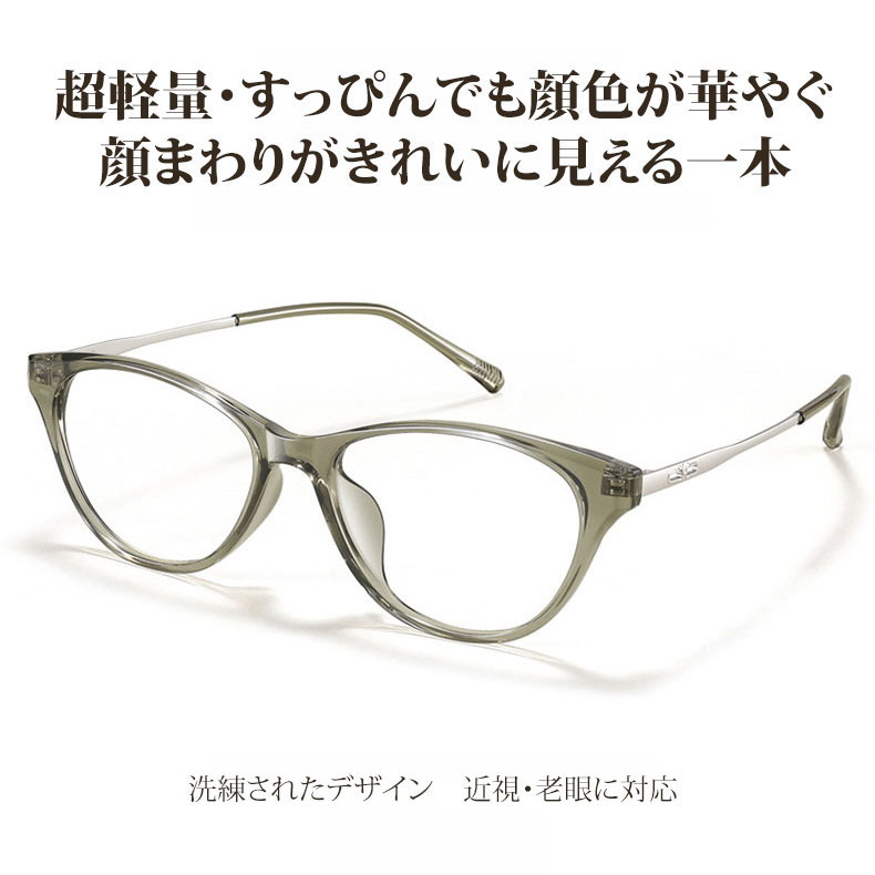 【小顔効果・リフトアップ】Eterlens 9g メガネ おしゃれ キャットアイ 透け感フレーム | 9g超軽量・人間工学デザイン | 度付き対応・ズレにくい - 商品画像 6/10 (CatEye RxReady)