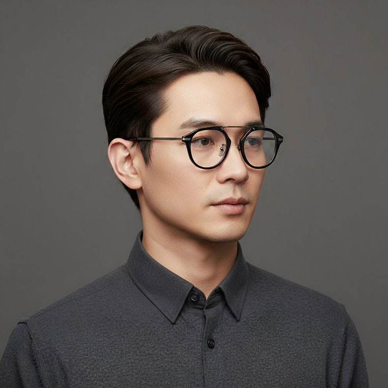 【匠の技・チタン】Eterlens | メタルブリッジ・多角形フレーム【Double-Bridge】| 超軽量 | 知的・個性的 | 度付き対応 | ヴィンテージモダン - 商品画像 6/15 (Round RxReady)