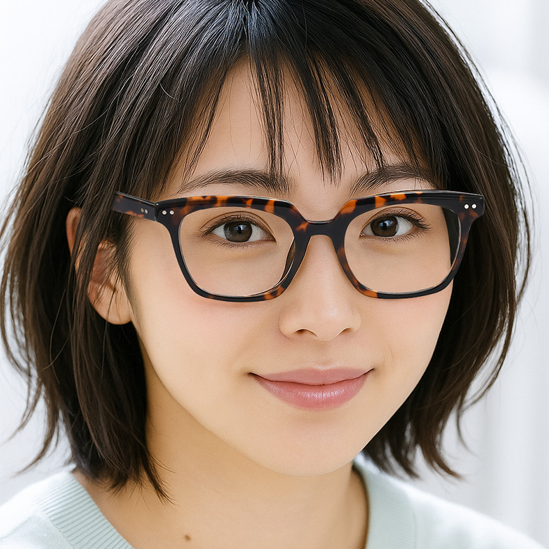 【深みのある艶・上質なアセテート】Eterlens 知性の窓｜度付きメガネ |ウェリントン型 | 贅沢な太縁フレーム |小顔効果・高級感・おしゃれ - 商品画像 3/11 (Wellington RxReady)