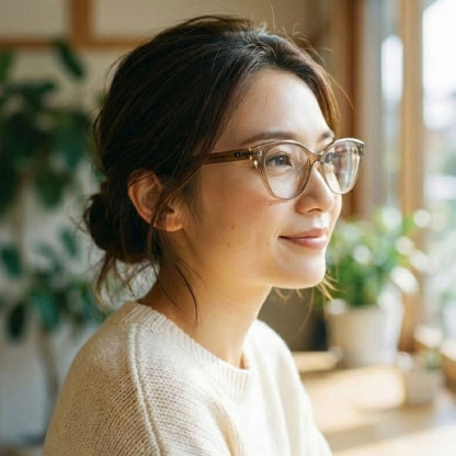 Eterlens|上向きキャットアイメガネ|度付き対応|職人仕上げのカラーリング|すっぴんでも肌映え