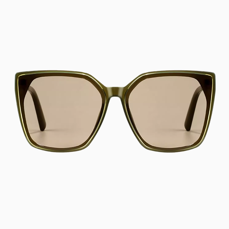 Eterlensサングラス│緑の大きめフレームで紫外線防止│色白見せ・小顔効果│ストリート スナップ・旅行用サングラス