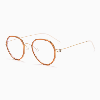 Eterlens｜6g超軽量セミチタンネジなしデザイン｜度付き対応｜レトロ風メガネ