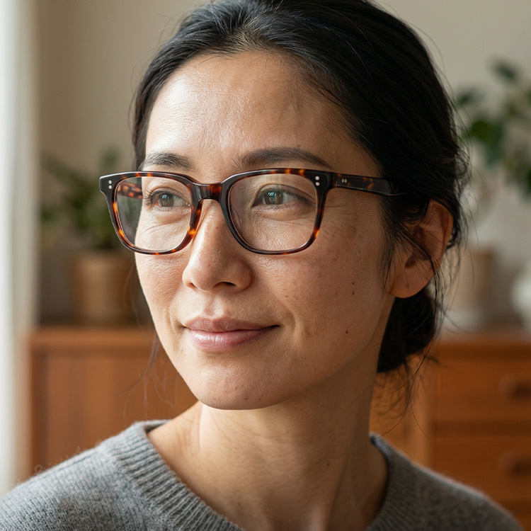 Eterlens│クラシックなべっこう柄のスクエア型メガネ