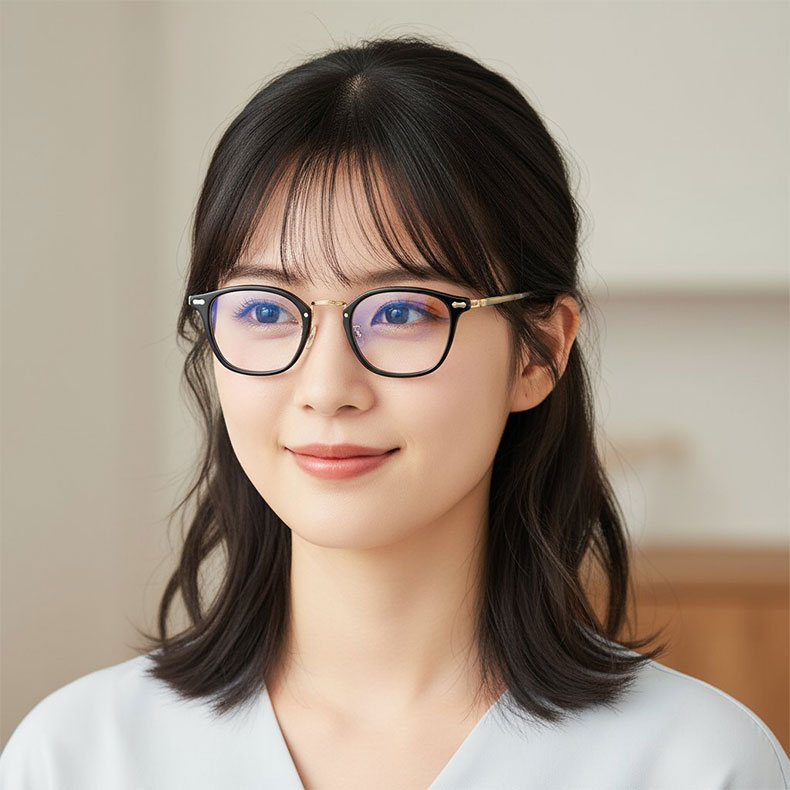 【小顔効果・知的な印象】Eterlens 度付きメガネ ウェリントン スクエア | 高級チタンフレーム 超軽量 | メンズ・レディース 鯖江風デザイン - 商品画像 6/16 (Wellington RxReady)