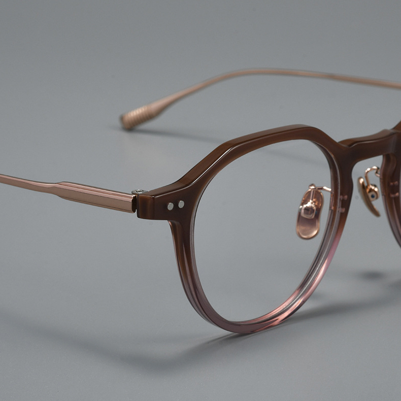 【小顔効果・ミニマルデザイン】Eterlens 度付きメガネ クラウンパント | 13.4g超軽量アセテート×チタン | 洗練されたヴィンテージ調・男女兼用 - 商品画像 7/15 (Round RxReady)