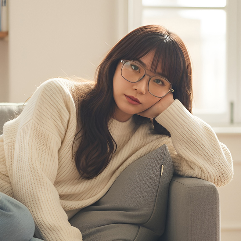 Eterlens｜11.9gユニセックスダブルブリッジアビエーター型メガネ｜度付き対応｜高級感漂う