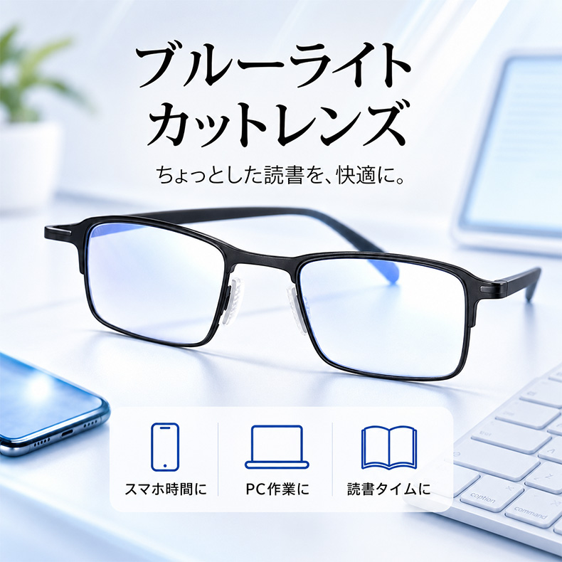 【超薄型・折りたたみ式】Eterlens折りたたみ式超薄型 老眼鏡│ブルーライトカット│メンズスクエアフレーム