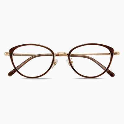 【頬骨カバー・美肌映え】Eterlens | アイスアメリカーノ・純チタン | 11g超軽量 | 小顔効果 | 度付きメガネ | メイラード・韓国風