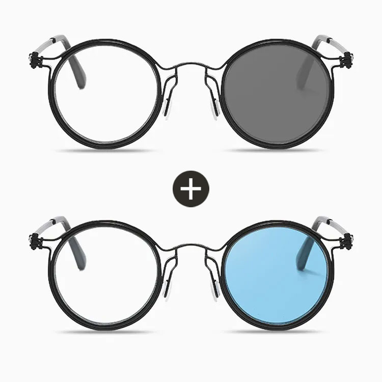 【調光機能・遠近両用】Eterlens |レトロな鯖江風 | サンドイッチ構造のフレーム |クラシックレトロ 小顔効果 |スマート調光 | 近くも遠くもこれ一本| 2色展開