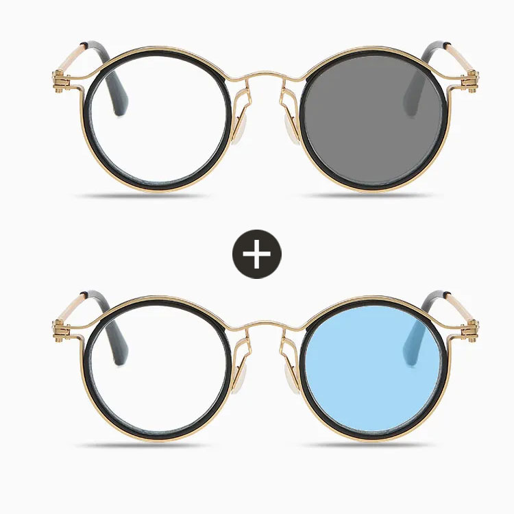 【調光機能・遠近両用】Eterlens |レトロな鯖江風 | サンドイッチ構造のフレーム |クラシックレトロ 小顔効果 |スマート調光 | 近くも遠くもこれ一本| 2色展開