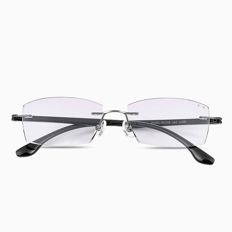 【黄金比スクエア・知的な印象】Eterlens 老眼鏡 メンズ | 縁なし | 超軽量メタル | ブルーライトカット・ビジネス・高品質シニアグラス