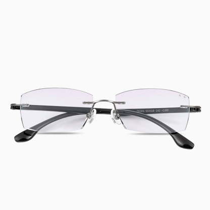 【黄金比スクエア・知的な印象】Eterlens 老眼鏡 メンズ | 縁なし | 超軽量メタル | ブルーライトカット・ビジネス・高品質シニアグラス