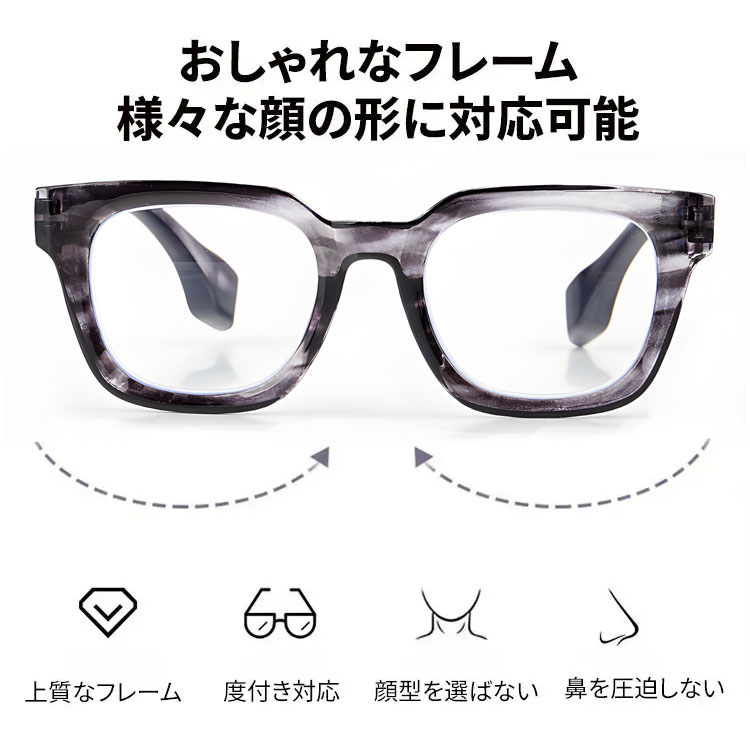 ETERLENS | 小顔効果・超軽量TR | 水墨画風ビッグフレーム | 快適な見え心地 | おしゃれ 老眼鏡 - 商品画像 6/15 (Wellington BlueGuard)