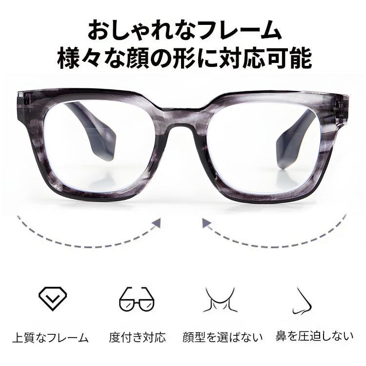 ETERLENS | 小顔効果・超軽量TR | 水墨画風ビッグフレーム | 快適な見え心地 | おしゃれ 老眼鏡 - 商品画像 6/15 (Wellington BlueGuard)