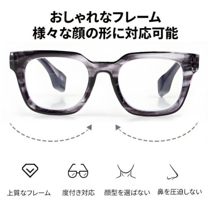 ETERLENS | 小顔効果・超軽量TR | 水墨画風ビッグフレーム | 快適な見え心地 | おしゃれ 老眼鏡 - 商品画像 6/15 (Wellington BlueGuard)