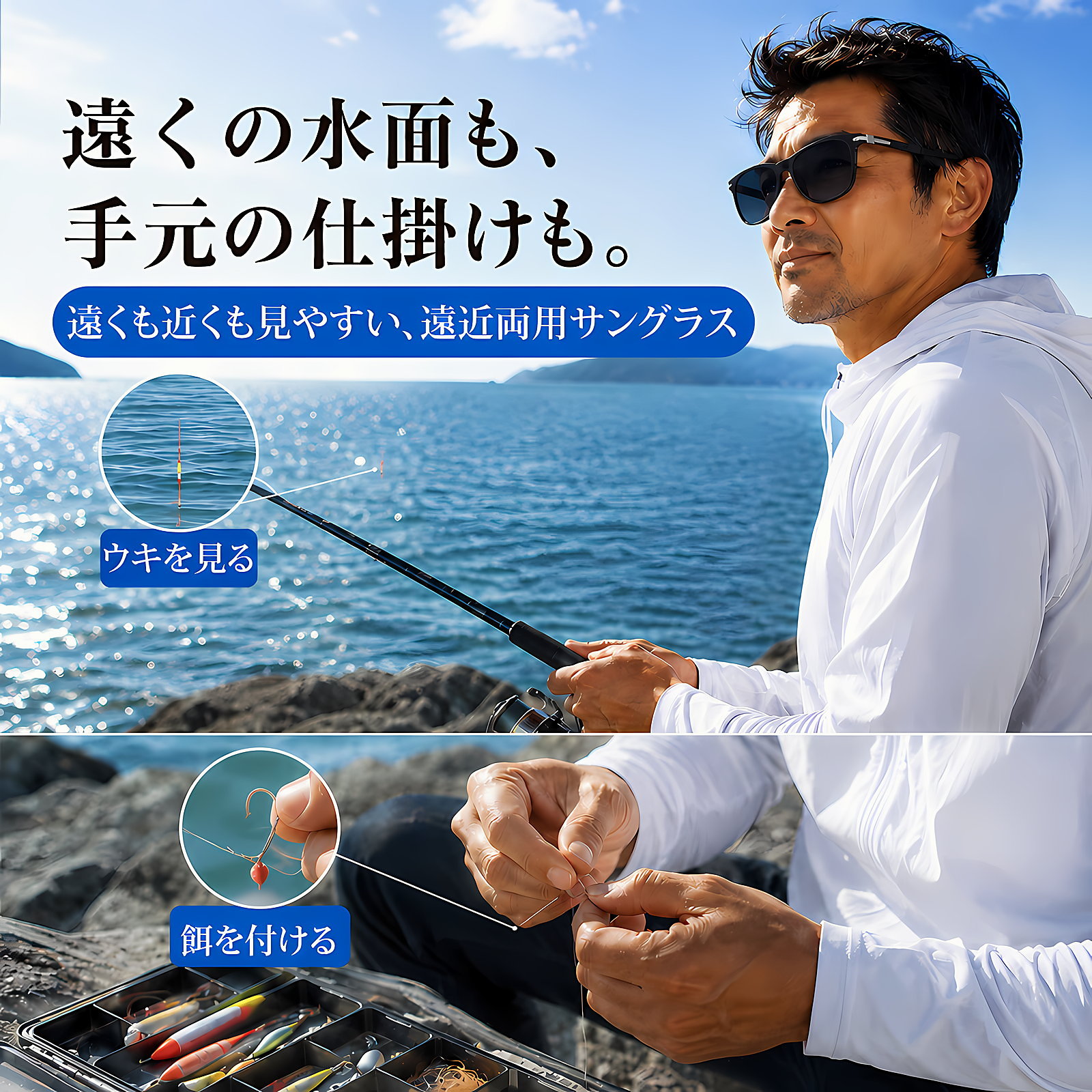 ビッグフレーム遠近両用多機能老眼鏡 | 四角顔 SunReader | Eterlens 商品画像 5