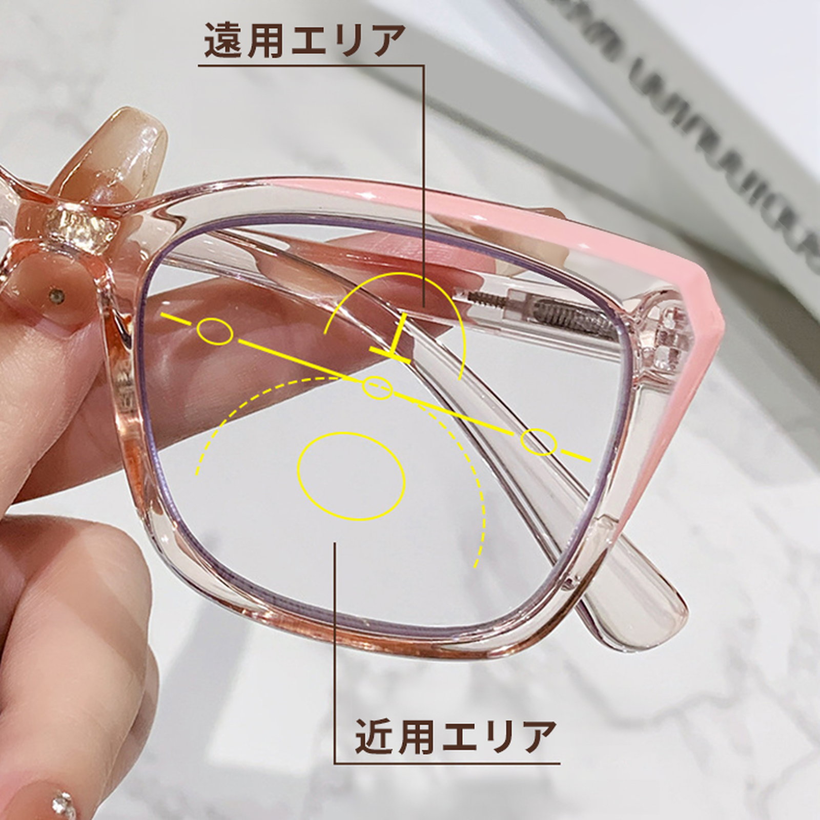 【顔まわりをすっきり見せる印象・遠近両用】Eterlens 老眼鏡 おしゃれ キャットアイ | 調光レンズ 室内外兼用 | 累進多焦点・ブルーライトカット・レディース - 商品画像 5/14 (CatEye Progressive)