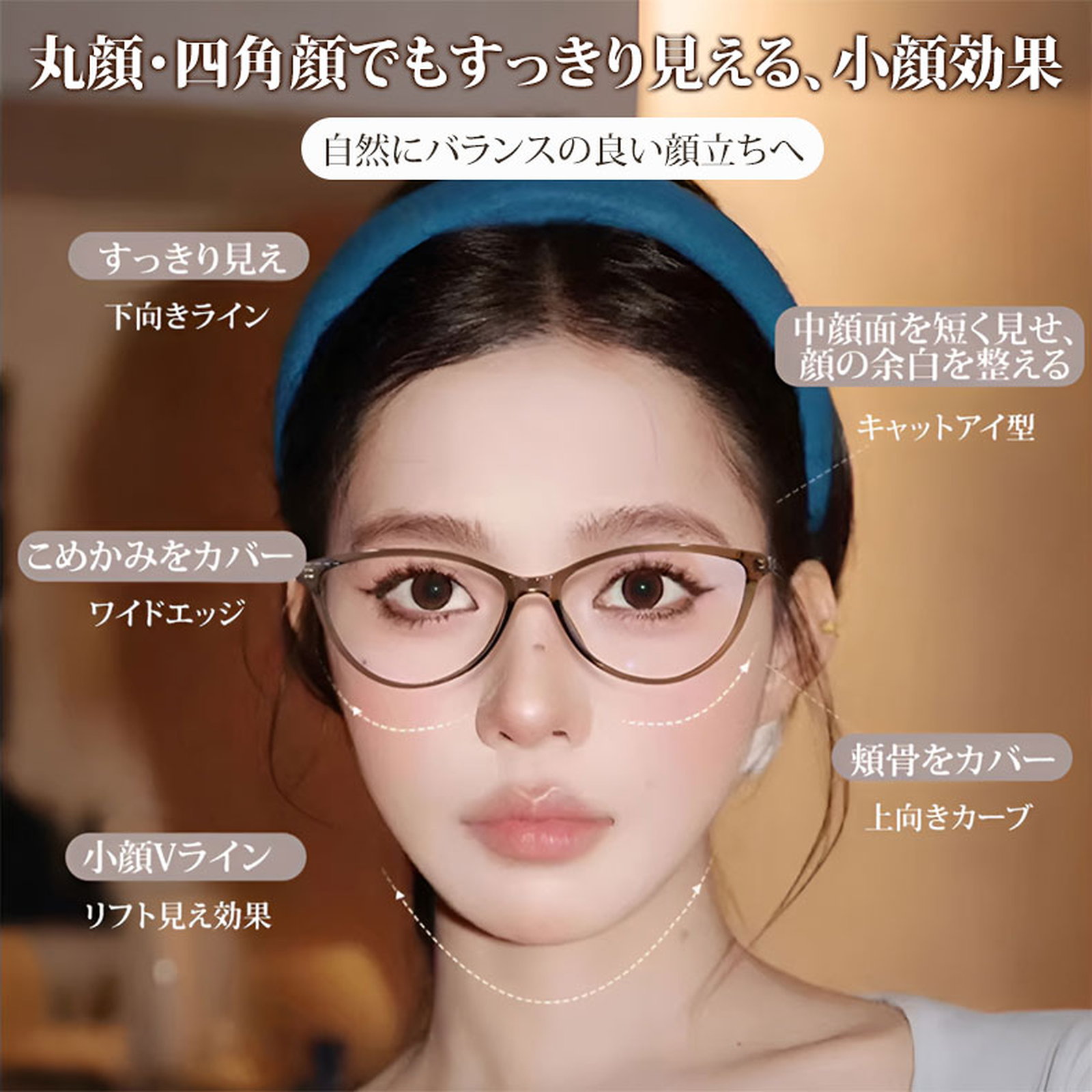 【小顔効果・リフトアップ】Eterlens 9g メガネ おしゃれ キャットアイ 透け感フレーム | 9g超軽量・人間工学デザイン | 度付き対応・ズレにくい - 商品画像 2/10 (CatEye RxReady)