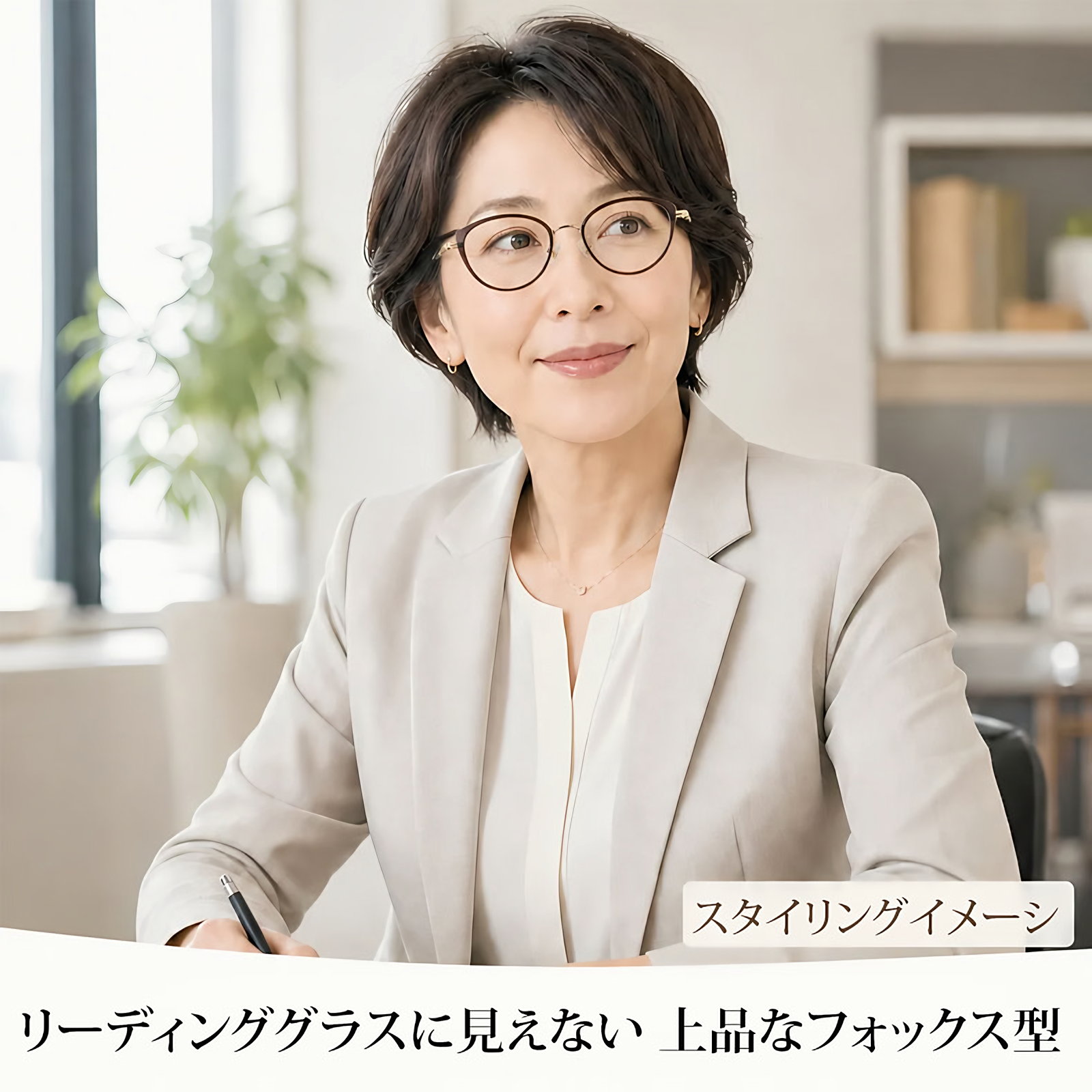 【頬骨カバー・美肌映え】Eterlens | アイスアメリカーノ・純チタン | 11g超軽量 | 顔まわりをすっきり見せる印象 | 知性と女性らしさを両立