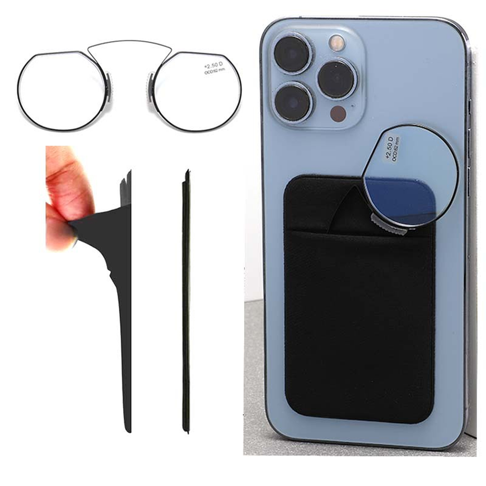 鼻に挟むタイプ ブルーライトカット|耳掛けのないメガネ老眼鏡 | Rimless FoldLite - 商品画像 2/8